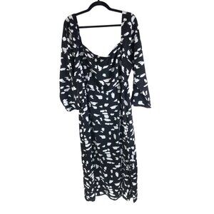 Missguided Plus Size Black & White Dalmatian Print Dress Square Neck Midi US 18